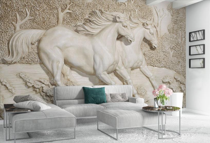 White-Horse Mural Wallpaper - NOFRAN