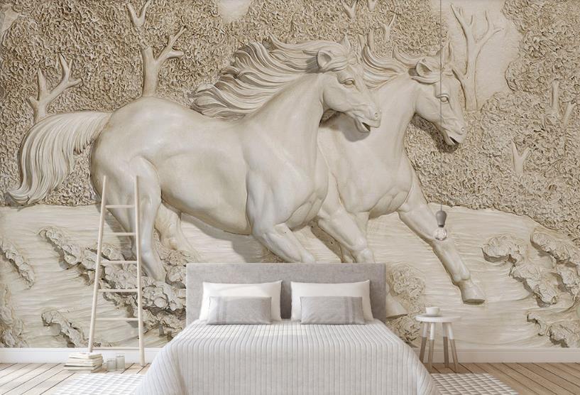White-Horse Mural Wallpaper - NOFRAN