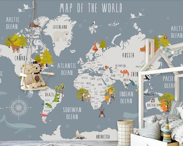 World Map Background Mural Wallpaper - NOFRAN
