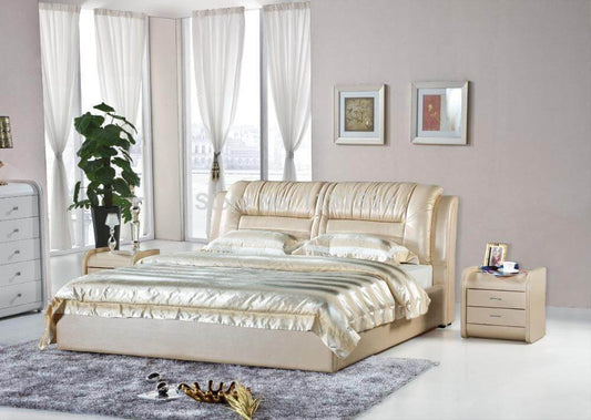 Cream Soft Leather Bed - NOFRAN