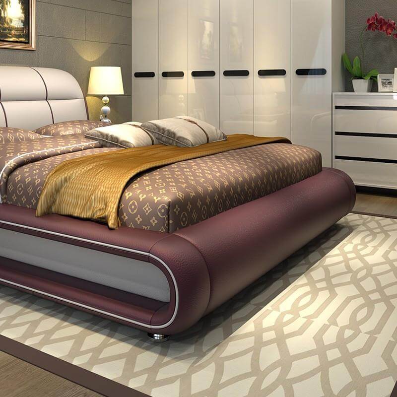 Genuine Leather Bed With Storage - NOFRAN