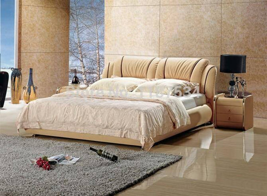 Khaki Soft Leather Bed - NOFRAN
