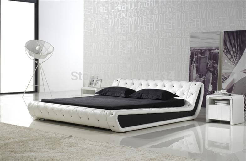 Minimalist Stitched Leather Bed - NOFRAN